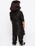 VASTRAMAY Boys' Black Cotton Silk Kurta and Pyjama Set